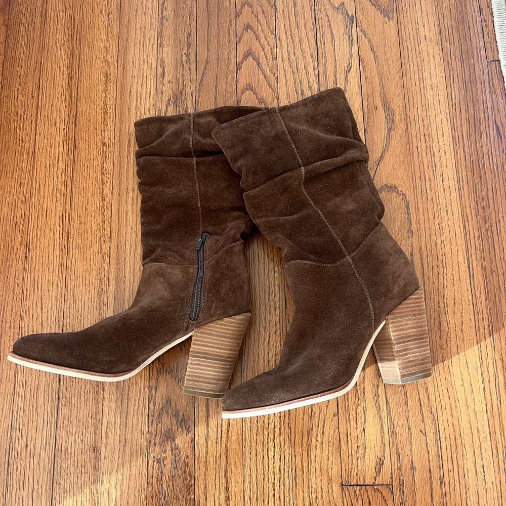 Crevo January Suede Western Slouch Mid Calf Boot size 6